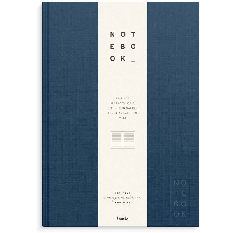 Notebook Textile A4 dark bl&aring; lined Notesbog Mayland Deluxe 210 x297mm