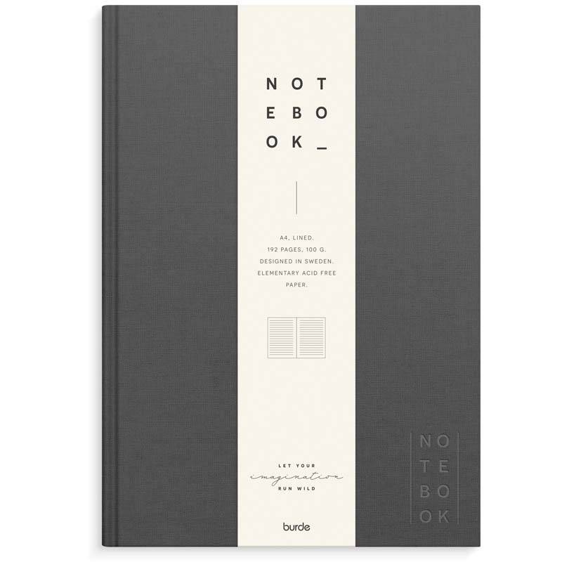 Notebook Textile A4 dark gr&aring; lined Notesbog Mayland Deluxe 210x297mm