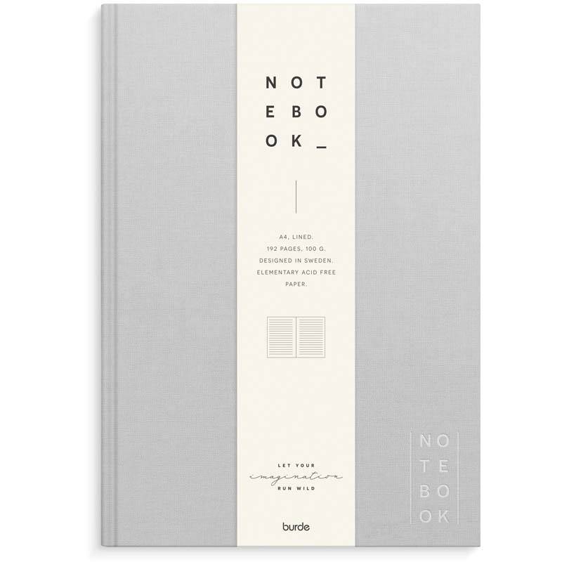 Notebook Textile A4 light gr&aring; lined Notesbog Mayland Deluxe 210x297mm