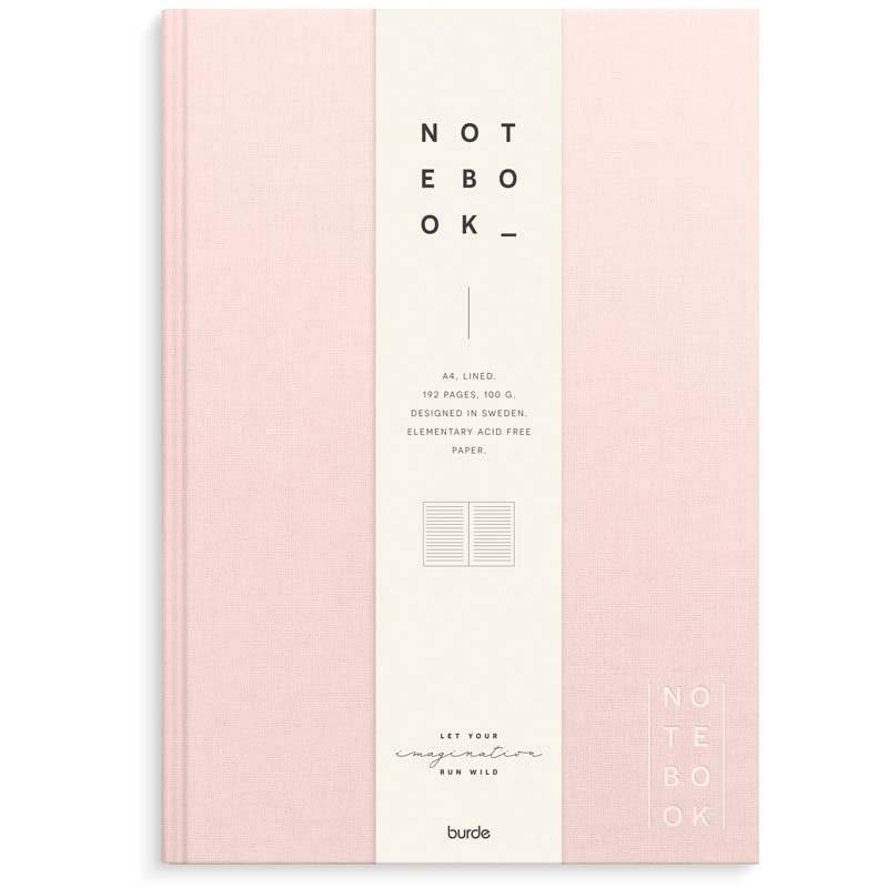 Notebook Textile A4 pink lined Notesbog Mayland Deluxe pink/r&oslash;d