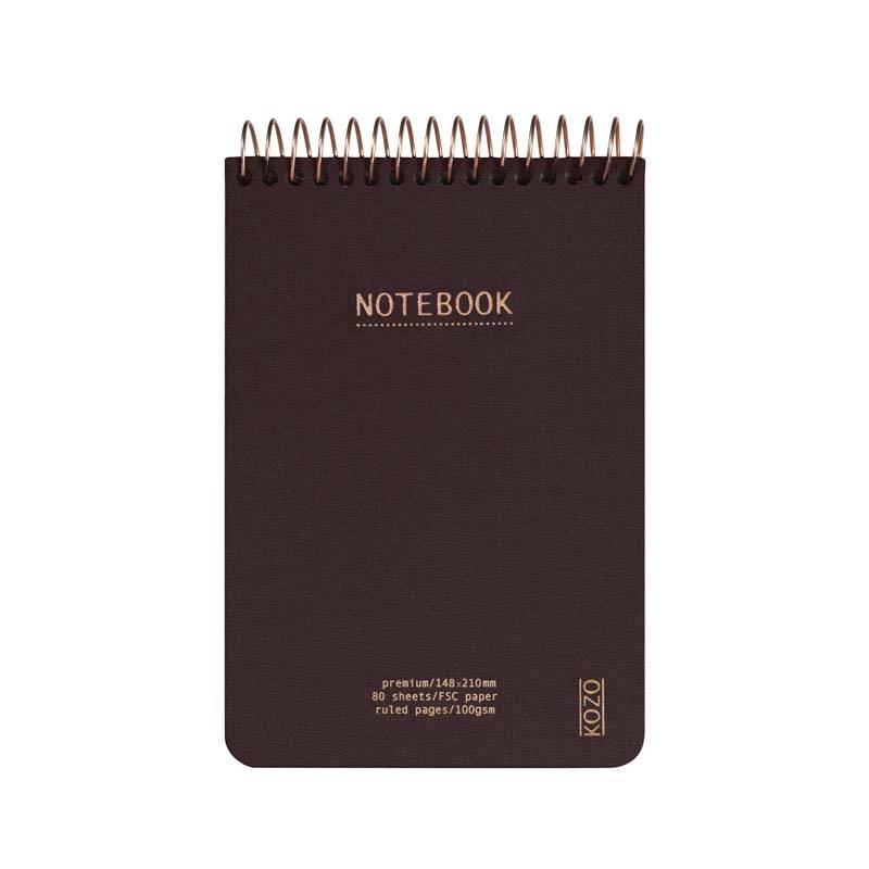 Notesbog KOZO A6 Premium Coffee linieret 80 sider 100g