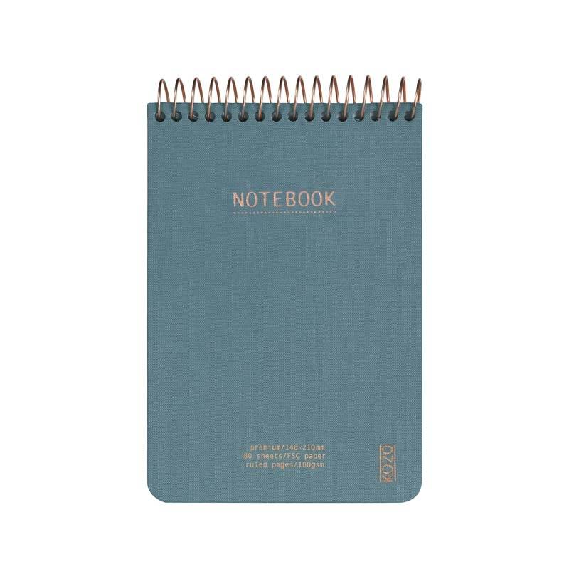 Notesbog KOZO A6 Premium Steel bl&aring; linieret 80 sider 100g