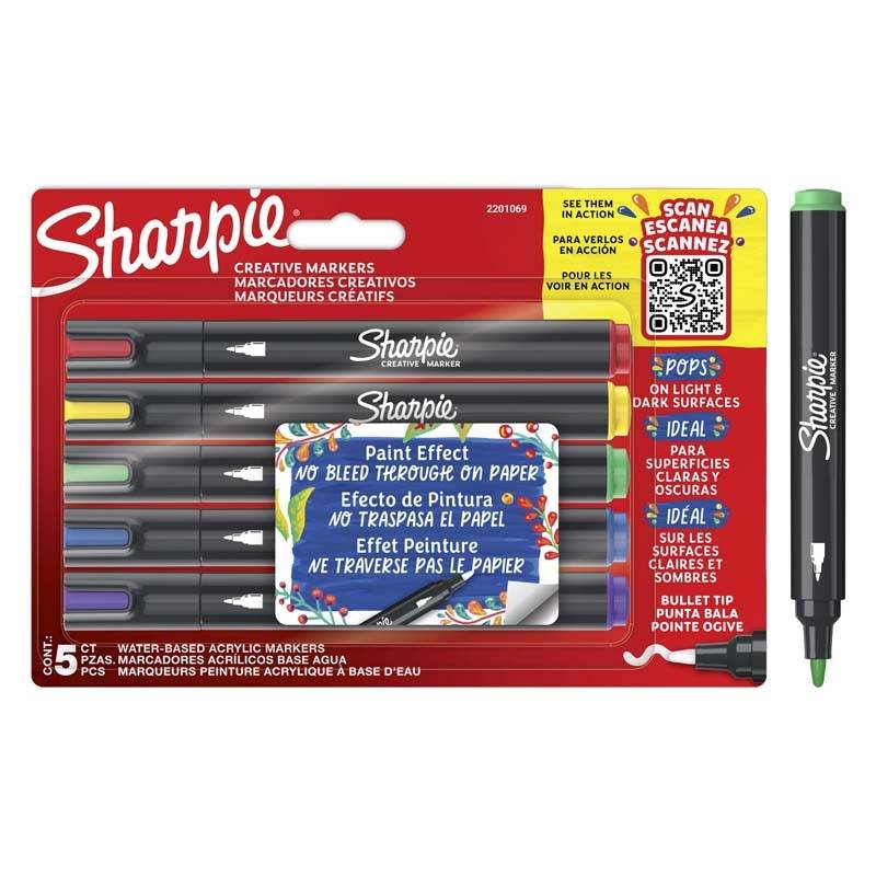 Paintmarker Sharpie Creative kuglespids acrylic 5pk ass.