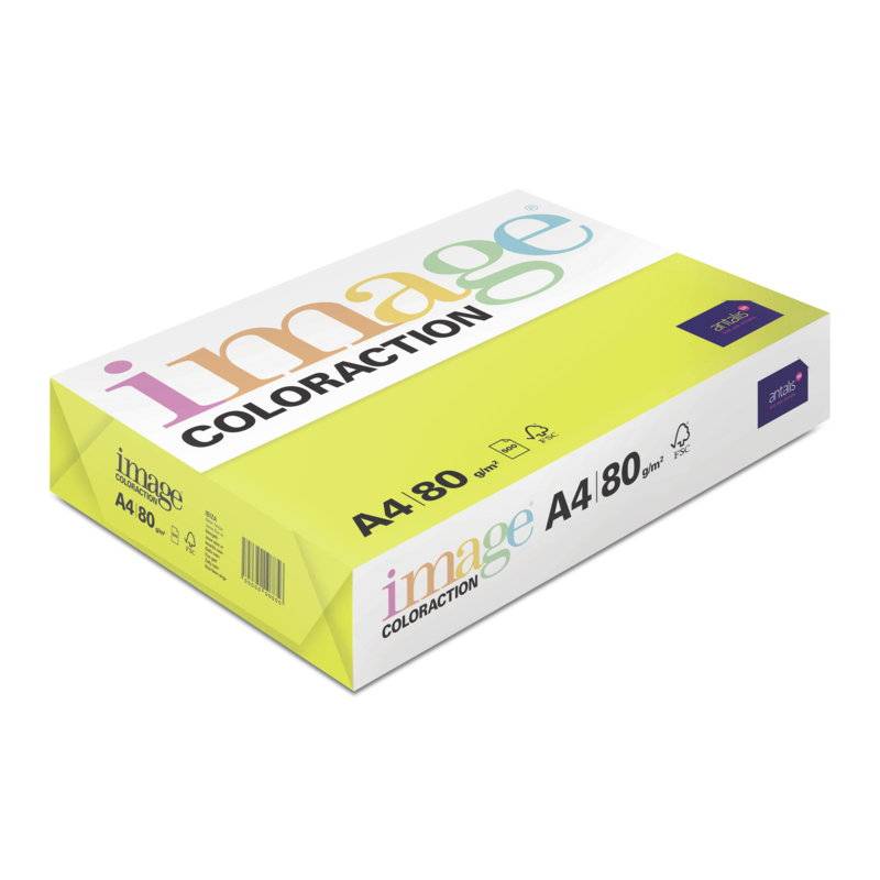 Kopipapir Image Coloraction A4 80g Ibiza Neon gul 500ark/pkt