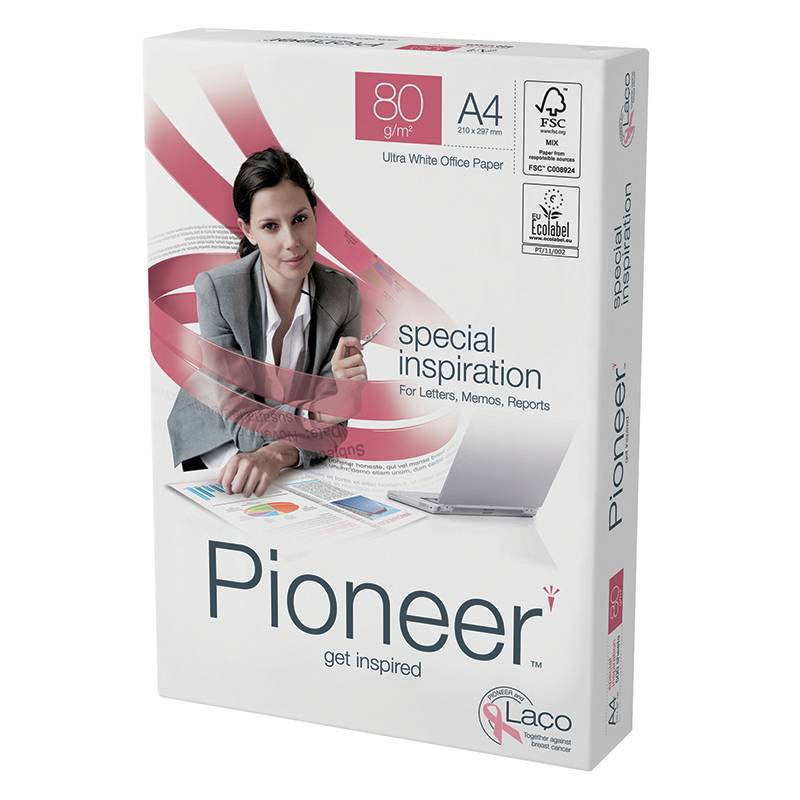 Kopipapir Pioneer 80g A4 500ark/pak office paper hvid 80g/m2