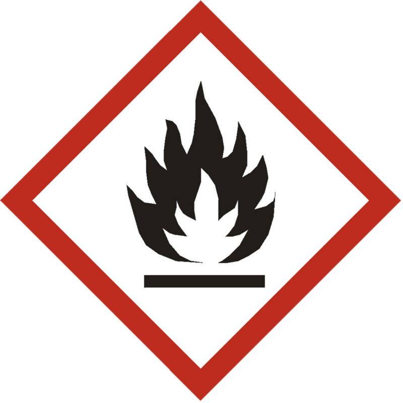 Fareetiket Brandfarlig r&oslash;d/hvid 100x100mm CLP 250stk