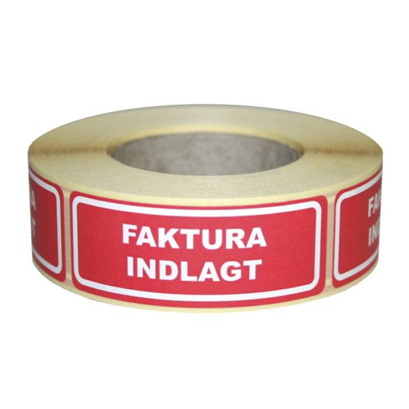 Etiketter selvkl&aelig;bende tryk:Faktura indlagt 24x64,6mm 500stk/rul