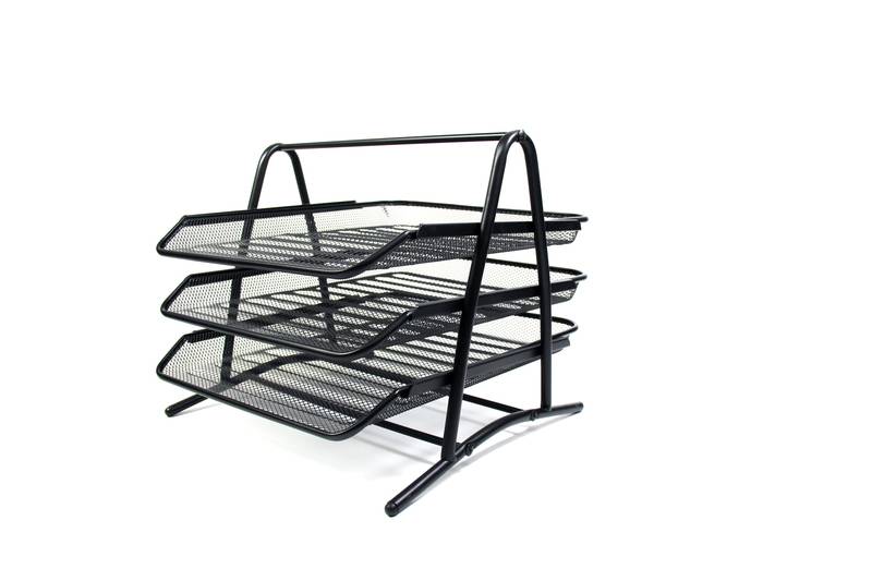 Brevbakkes&aelig;t tr&aring;d metal MESH m/3 bakker sort