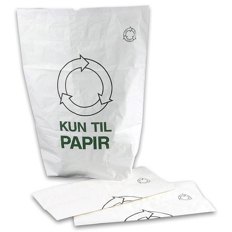 Affaldss&aelig;kke papir 700x950x250 1-lags let opl&oslash;s.hvid