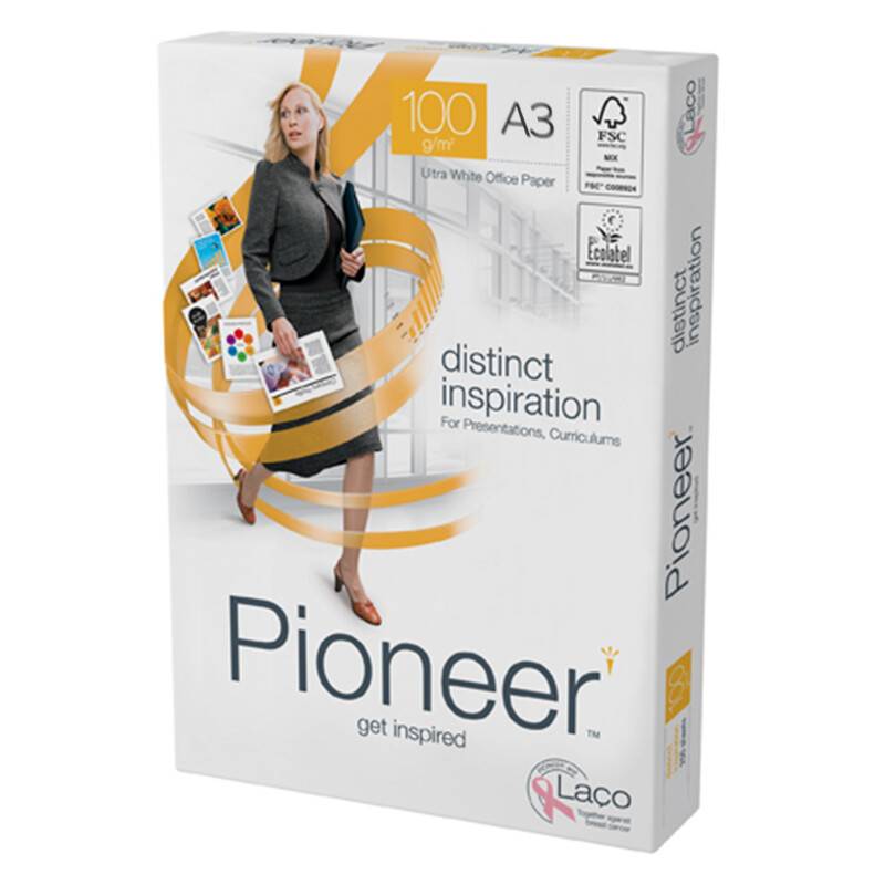 Kopipapir Pioneer 100g A3 500ark/pak office paper hvid 100g/m2