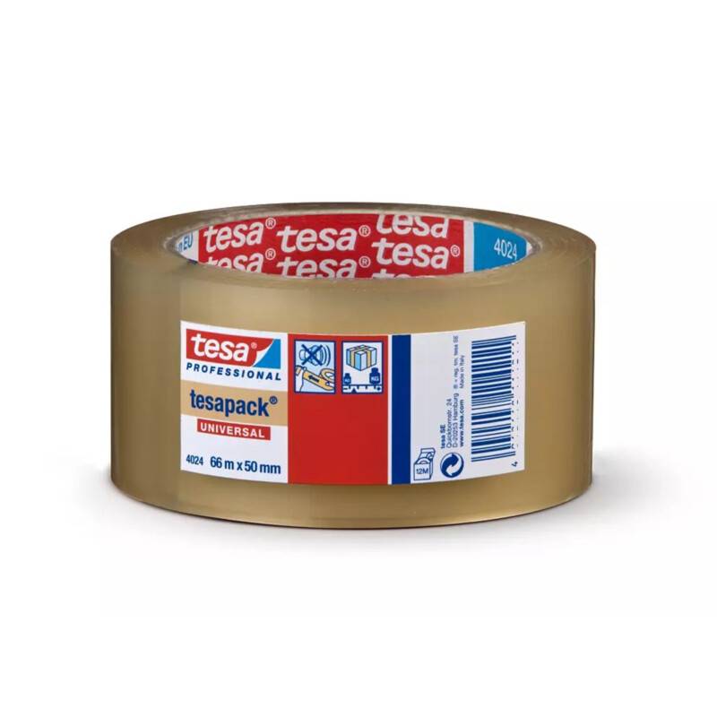Tape Tesa 4024 50mmx66m Klar Pakketape 50 mm x 66.00 m h&aring;ndrulle Akryl