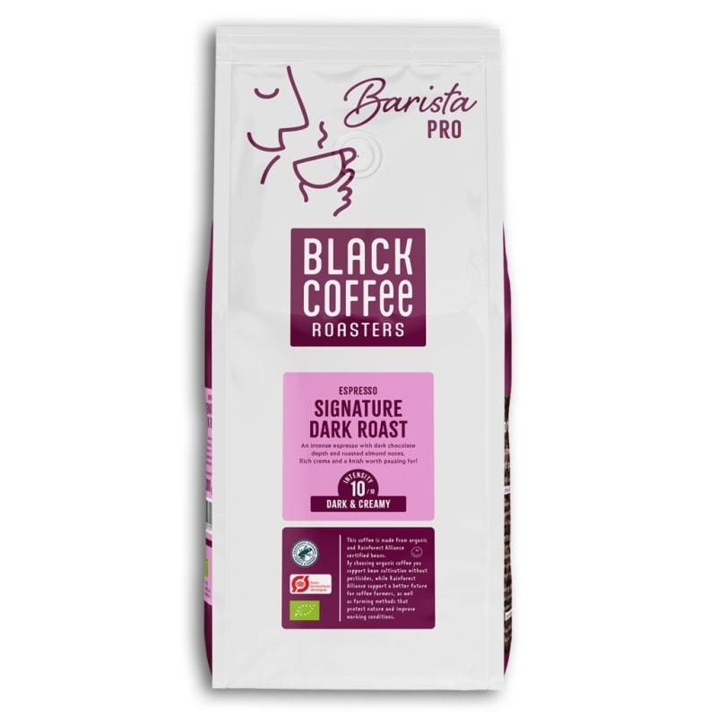 Espresso sort Coffee Signature Dark Roast hele b&oslash;nner 1kg/ps