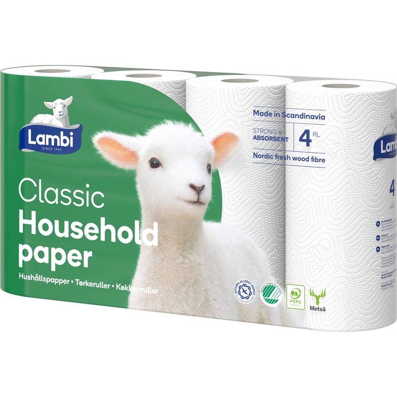 K&oslash;kkenrulle Lambi 2-lags hvid 5x4rul/kar