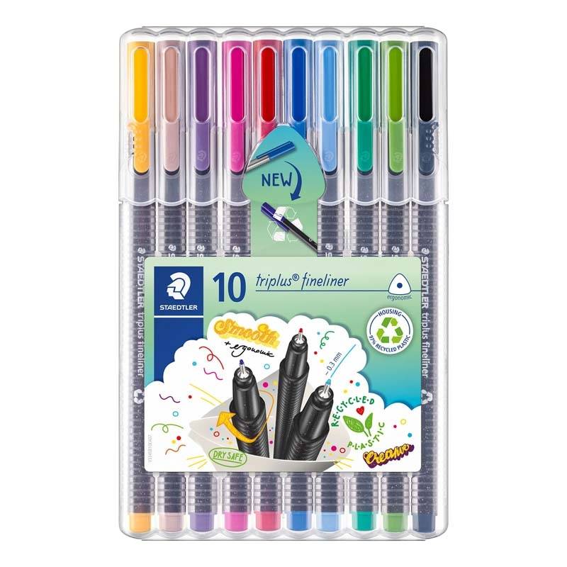 Fineliner - Staedtler triplus ass. 0,3mm  334-SB10 10stk-s&aelig;t