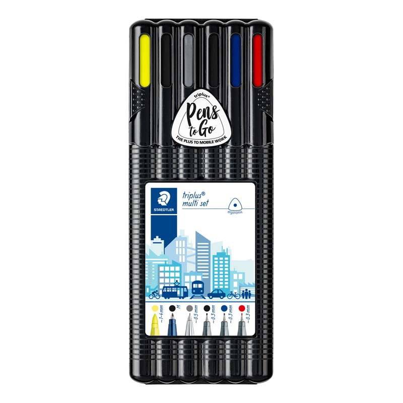 Marker STAEDTLER triplus sort box assorteret 6-pack