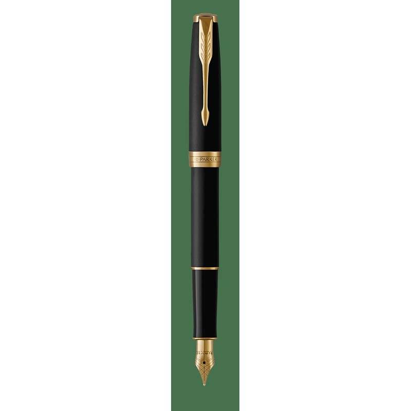 Fyldepen parker Sonnet Matte sort med Guld Trim medium spids