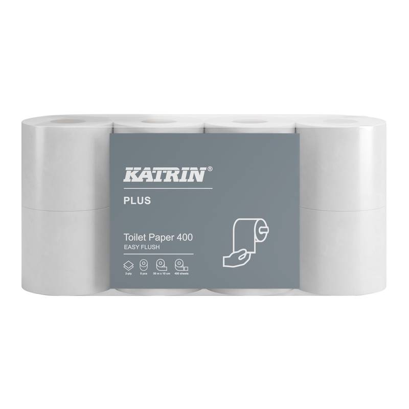 Toiletpapir, Katrin, Easy Flush, 2 lag, hvid, 100mm x 50.00m, 16g/m2, 