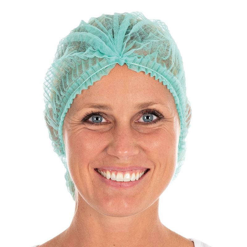 Engangs h&aring;rnet, Mop-Cap 50cm, Non-woven gr&oslash;n, pakke a 1000 stk