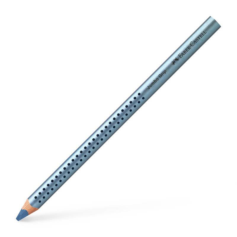 Farveblyant, Faber-Castell Grip, JUMBO, Metallisk Bl&aring;, trekantet