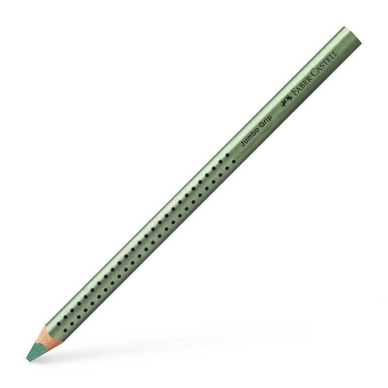 Farveblyant, Faber-Castell Grip, JUMBO, Metallisk Gr&oslash;n, trekantet