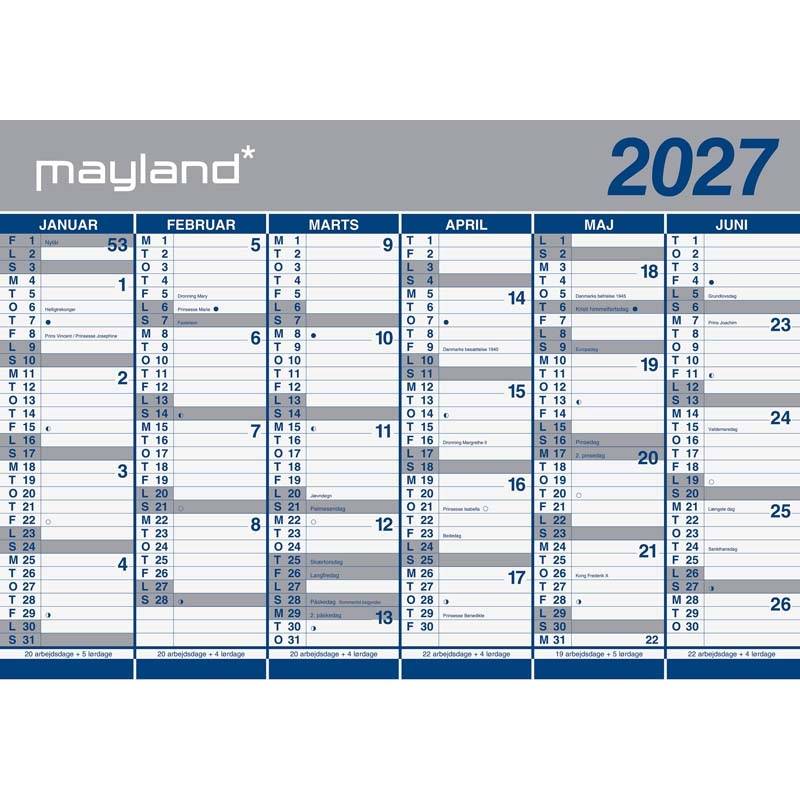 V&aelig;gkalender, Mayland k&aelig;mpe, 72x740mm &aring;r: 2027, Flerfarvet,
