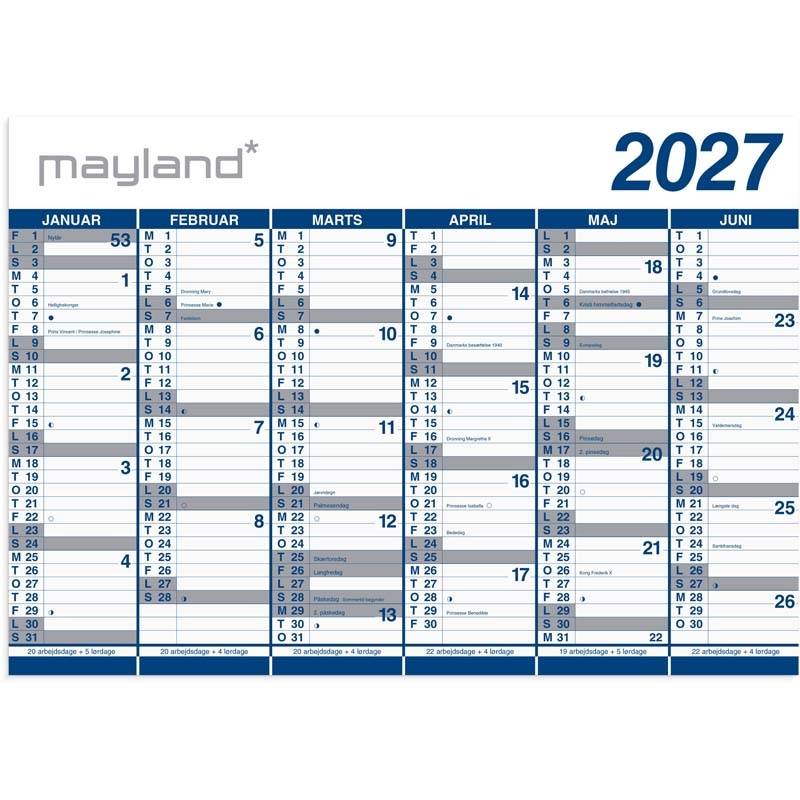 V&aelig;gkalender, Mayland k&aelig;mpe, 72x740mm &aring;r: 2027, Flerfarvet,