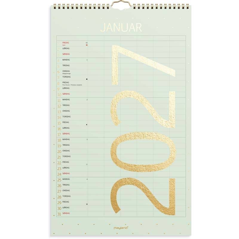 V&aelig;gkalender, Mayland Familie, Family 220x430mm &aring;r: 2027, sort,, FSC Mix Credit