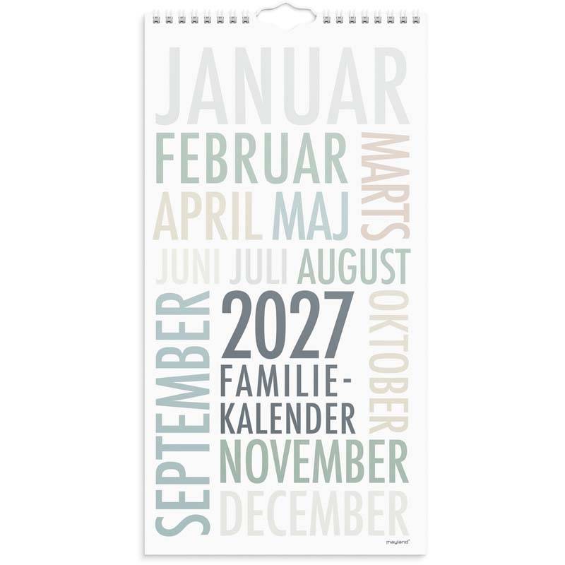 V&aelig;gkalender, Mayland Familie, Family 220x435mm &aring;r: 2027, Flerfarvet,