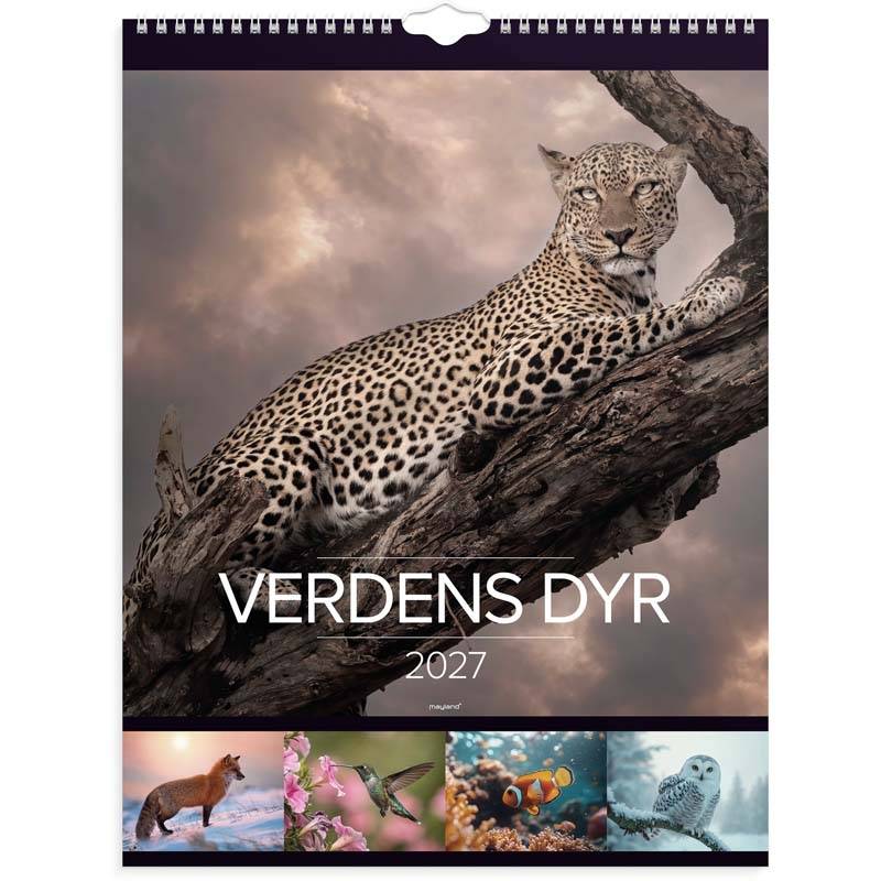 V&aelig;gkalender, Mayland Photo, VERDENS DYR 295x385mm &aring;r: 2027, Flerfarvet,
