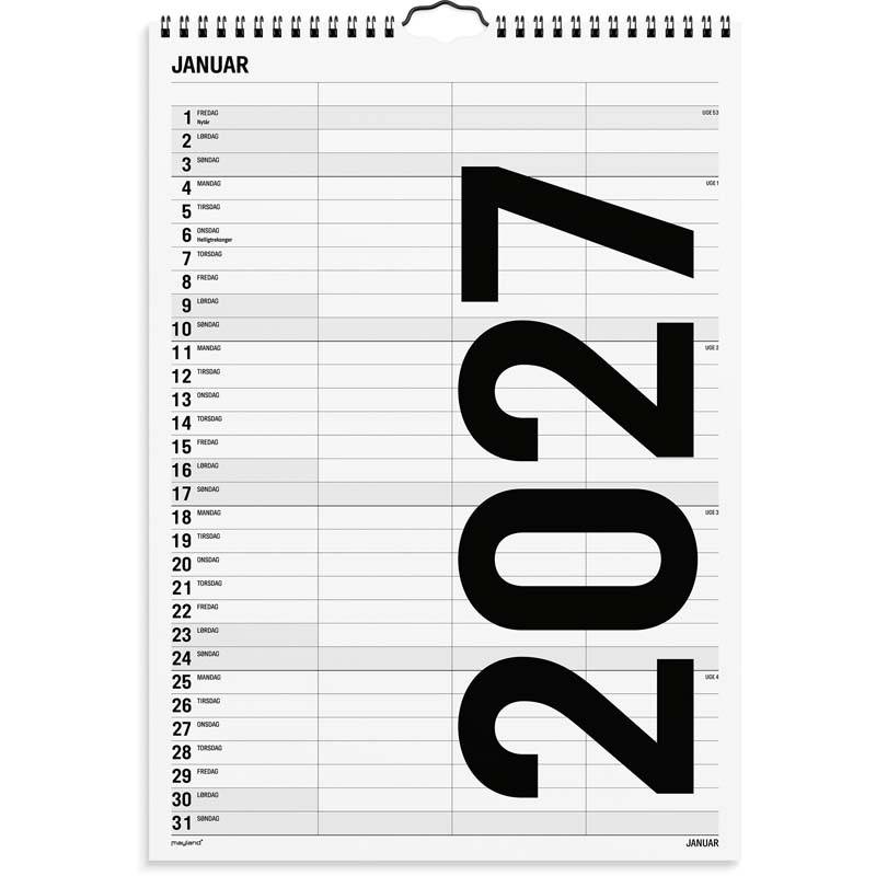 V&aelig;gkalender, Mayland Familie, Family 240x342mm &aring;r: 2027, Flerfarvet,