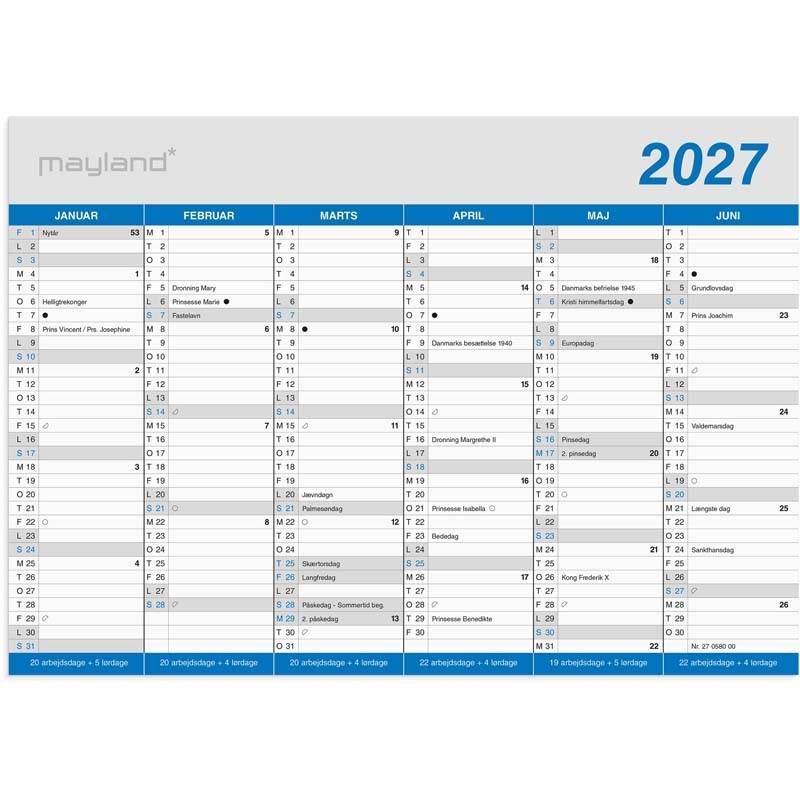 V&aelig;gkalender, Mayland, Classic, 209x147mm &aring;r: 2027, Flerfarvet,