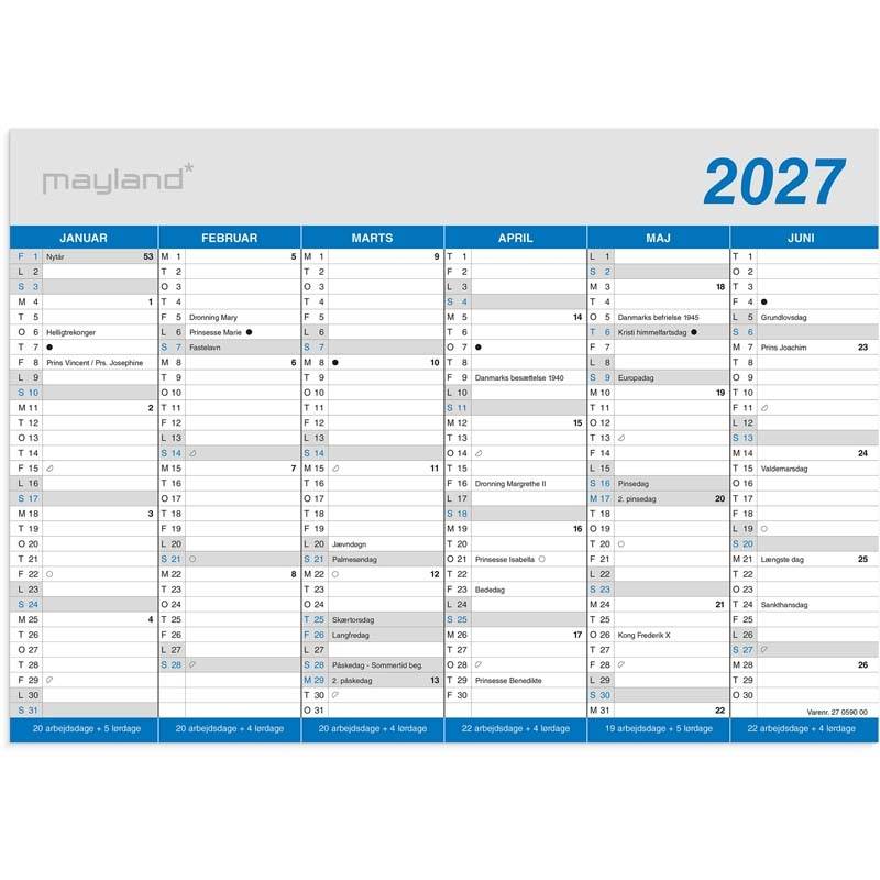 V&aelig;gkalender, Mayland, Classic, A4, 297 x210mm &aring;r: 2027, Flerfarvet,