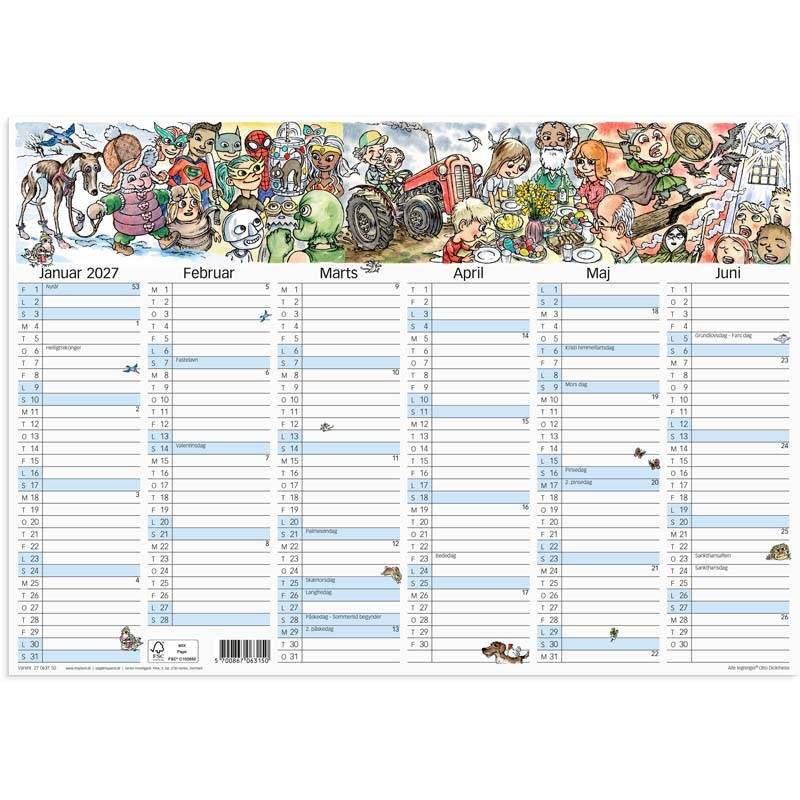 V&aelig;gkalender, Mayland, Otto Dickmeiss 419x297mm &aring;r: 2027, Flerfarvet,