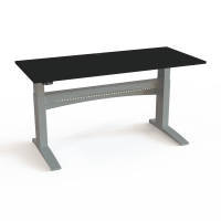 H&aelig;ve-/s&aelig;nkebord | 180x80 cm | Sort  med s&oslash;lv stel