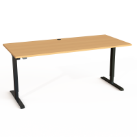 Hæve-/sænkebord | 180x80 cm | Bøg med sort stel