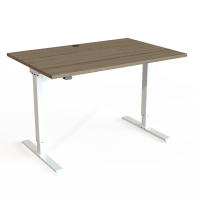 Hæve-/sænkebord | 120x80 cm | Valnød med hvidt stel