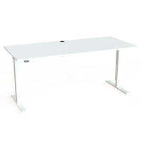 Hæve-/sænkebord | 180x80 cm | Hvid med hvidt stel