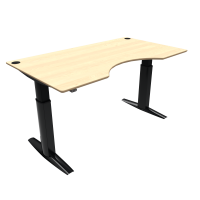 Hæve-/sænkebord | 180x100 cm | Ahorn med sort stel