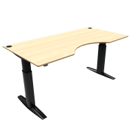 Hæve-/sænkebord | 200x100 cm | Ahorn med sort stel