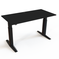 Hæve-/sænkebord | 160x80 cm | Sort  med sort stel