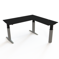 H&aelig;ve-/s&aelig;nkebord | 180x180 cm | Sort  med s&oslash;lv stel