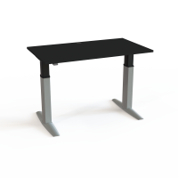 H&aelig;ve-/s&aelig;nkebord | 140x80 cm | Sort  med s&oslash;lv stel