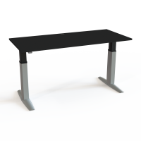 H&aelig;ve-/s&aelig;nkebord | 180x80 cm | Sort  med s&oslash;lv stel