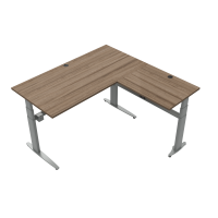 Hæve-/sænkebord | 160x160 cm | Valnød med sølv stel