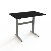 H&aelig;ve-/s&aelig;nkebord | 120x80 cm | Sort  med s&oslash;lv stel