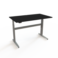 H&aelig;ve-/s&aelig;nkebord | 140x80 cm | Sort  med s&oslash;lv stel