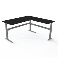 H&aelig;ve-/s&aelig;nkebord | 180x180 cm | Sort  med s&oslash;lv stel