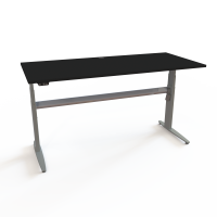 H&aelig;ve-/s&aelig;nkebord | 180x80 cm | Sort  med s&oslash;lv stel