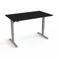H&aelig;ve-/s&aelig;nkebord | 140x80 cm | Sort  med s&oslash;lv stel