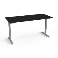 H&aelig;ve-/s&aelig;nkebord | 180x80 cm | Sort  med s&oslash;lv stel